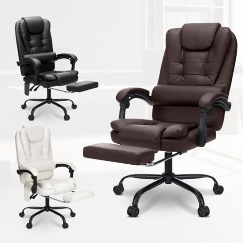 Executive Office Chair with Massage Reclining Footrest High Back Ergonomic Black E4676