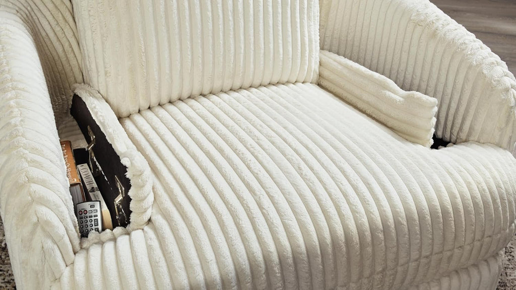 Signature Design by Ashley Tie-Breaker Swivel Glider Recliner, White D6281