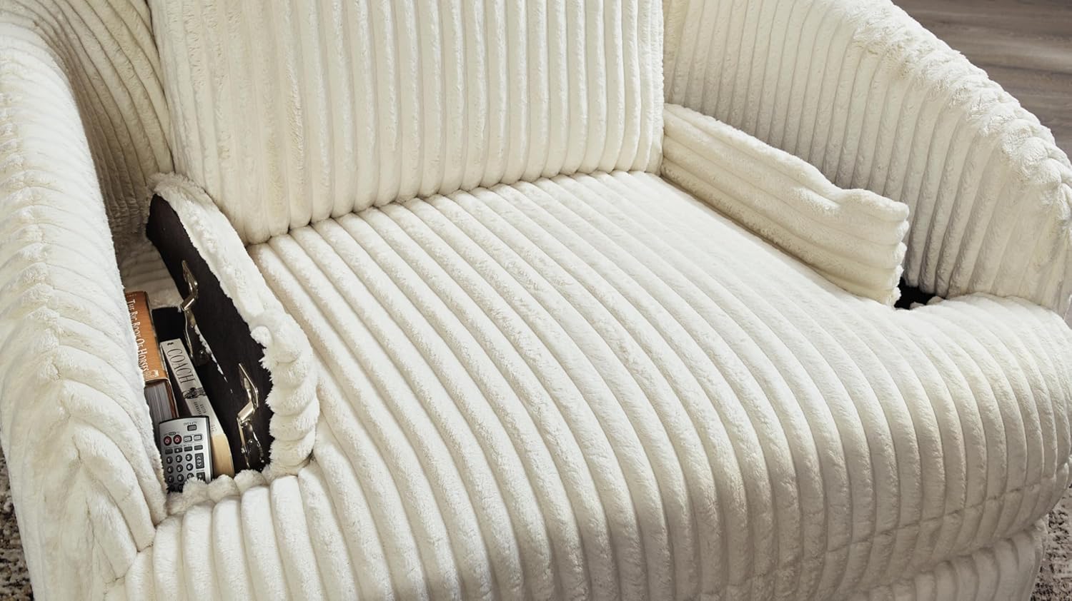 Signature Design by Ashley Tie-Breaker Swivel Glider Recliner, White D6281