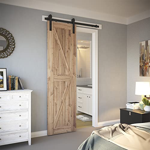 SMARTSTANDARD 6.6FT Barn Door Hardware Kit with Sliding Track, Heavy Duty, Fits 36"-40" Panels P17119