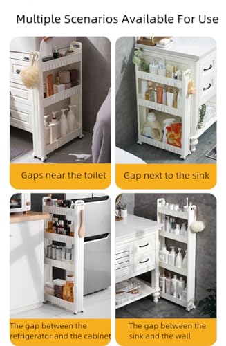 Slim Storage Cabinet with Wheels Narrow Shelf Rack 3 Tier P5387