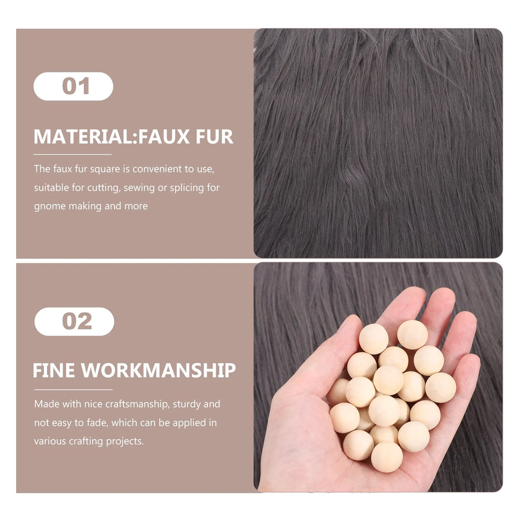 2 Sets DIY Gnome Doll Making Supplies with Faux Fur Fabric & Wooden Balls Q602936