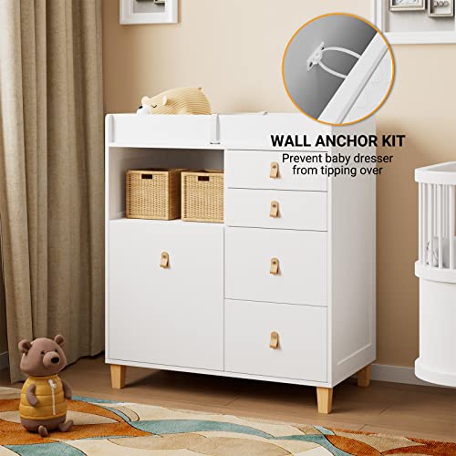Baby Changing Table Dresser with Drawers & Shelf, White O5787