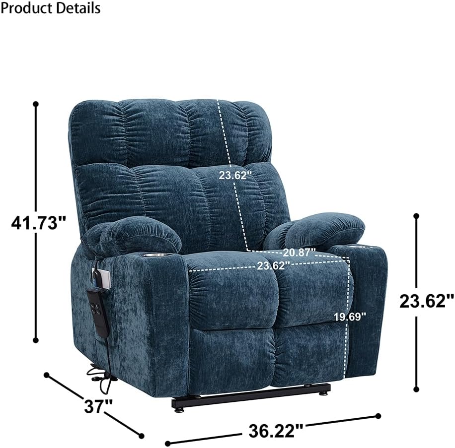 Power Lift Recliner Chair for Elderly, Dual Motor, Blue G4779