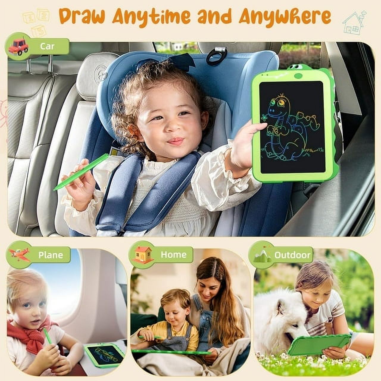 LCD Writing Tablet for Kids Dinosaur Drawing Board Toys Ages 3-8 R744