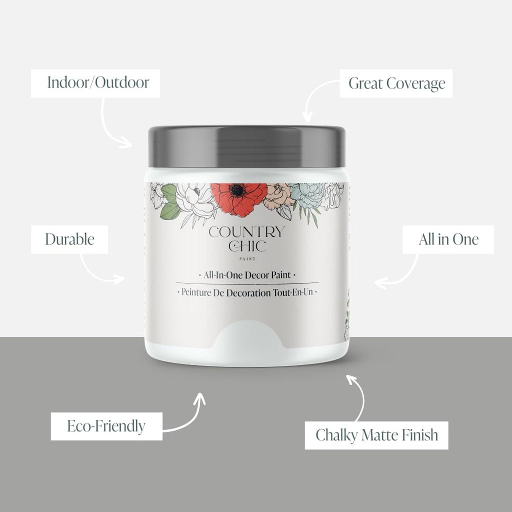 Country Chic Paint Chalk Style All-in-One Paint for Furniture, White Half Pint 8oz Y83668