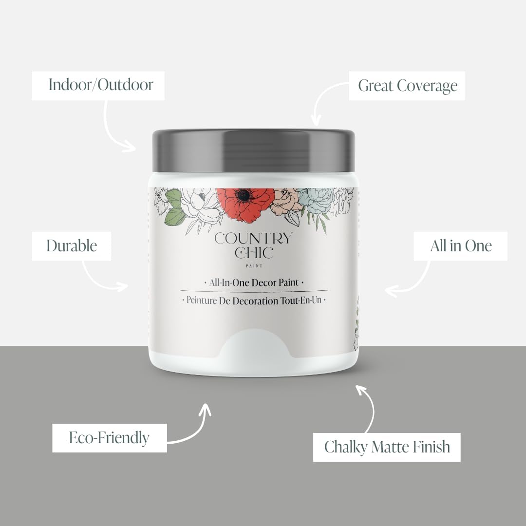 Country Chic Paint Chalk Style All-in-One Paint for Furniture, White Half Pint 8oz Y83668