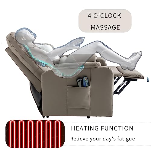 Electric Power Lift Recliner Chair with Massage for Elderly, Grey S3347