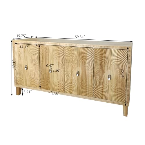 Wood Sideboard Buffet Cabinet 60 Inch Farmhouse Double Door B104804