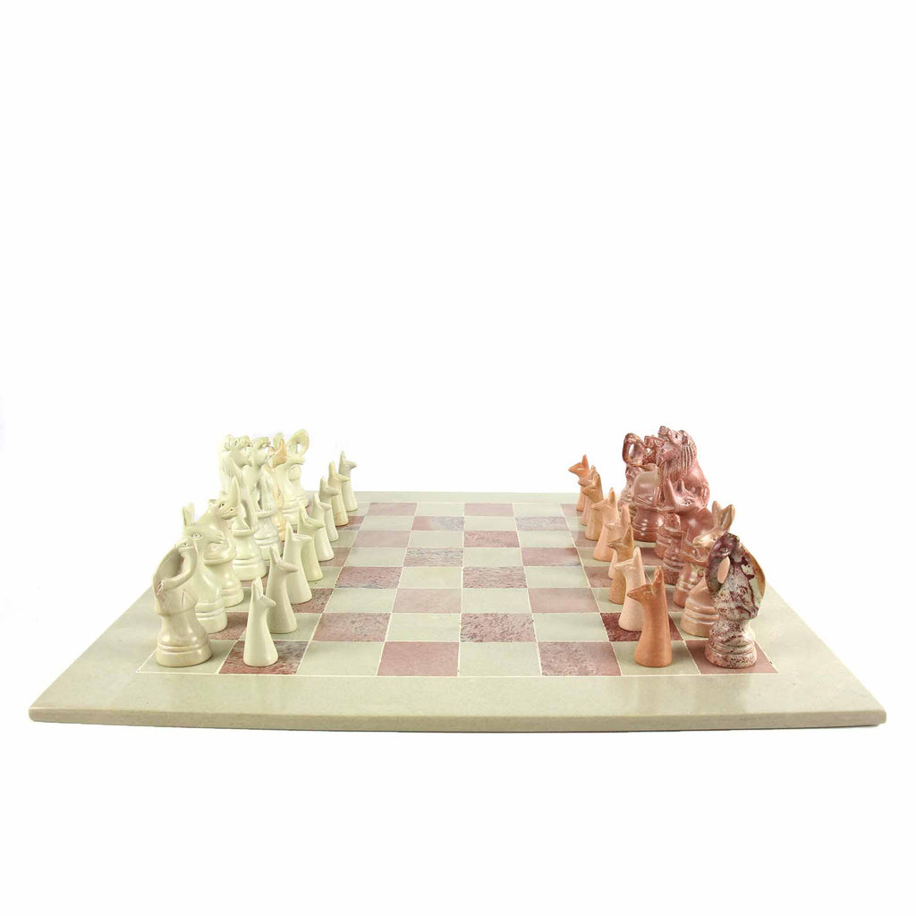 Smolart Hand Carved Soapstone Maasai Chess Set 14x22 Board Q904