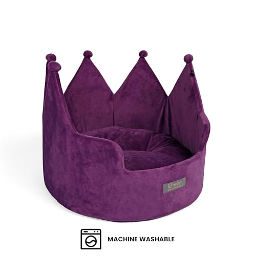 NANDOG Pet Gear Crown Cozy Round Dog and Cat Bed, Washable Micro-Plush, Royal Gray 18" K691174