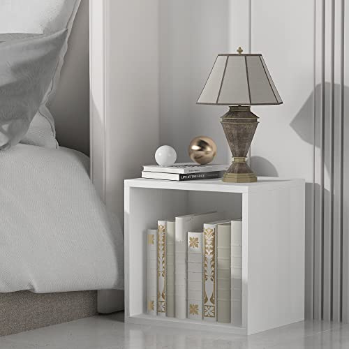 Magic DIY Cube Storage Organizer Wood Stackable Shelf Pure White-Washed K12450