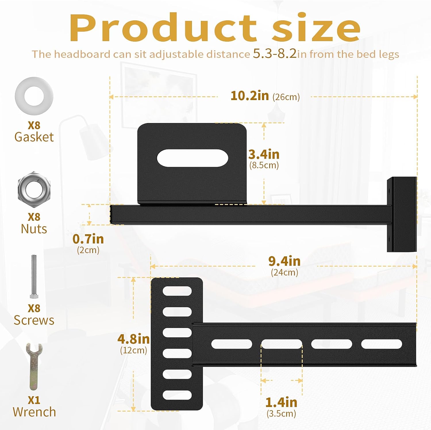 Headboard Kit for Adjustable Bed with Brackets, Black O854894