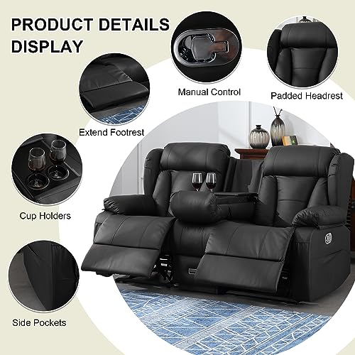 59" Manual Reclining Loveseat with Side Pockets, Brown M319