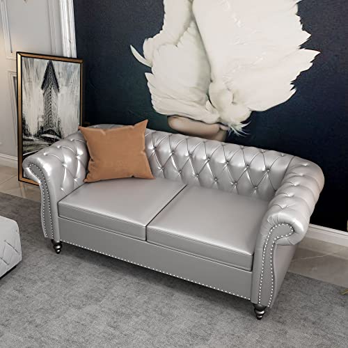 Chesterfield Velvet 3-Piece Living Room Set with Sofa, Loveseat & Chair, Beige Y293104