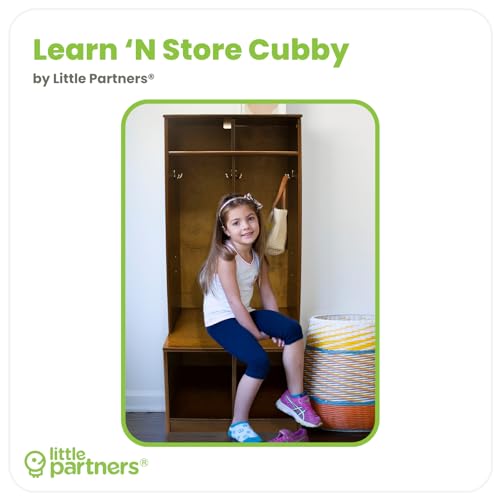 Little Partners Kids Wooden Locker, Two Cubby, 6 Compartment, Earl Grey X42216