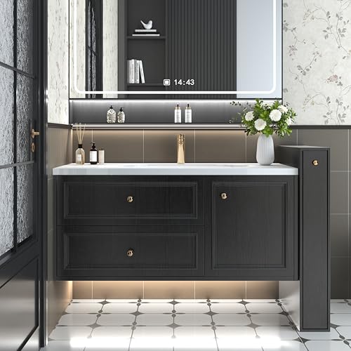 Abyssaly 24" x 118" Black Wood Self-Adhesive Wallpaper Contact Paper O46768