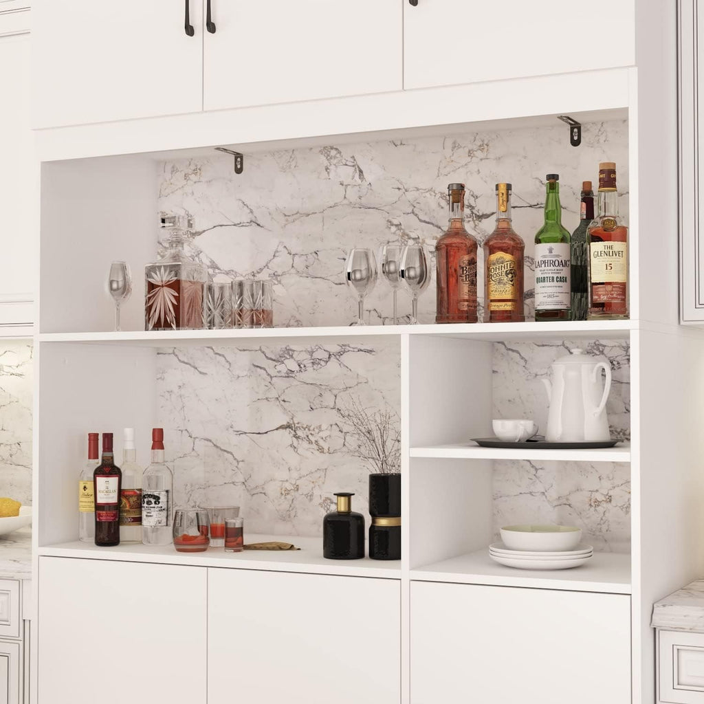 78" Kitchen Pantry Cabinet with Hutch White T996