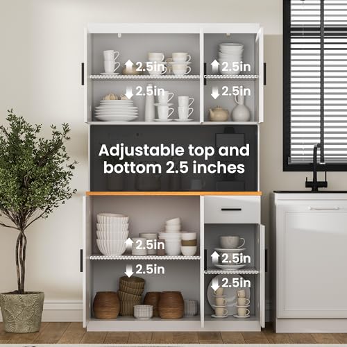 Black Kitchen Pantry Cabinet 71" Tall with Power Outlet I349