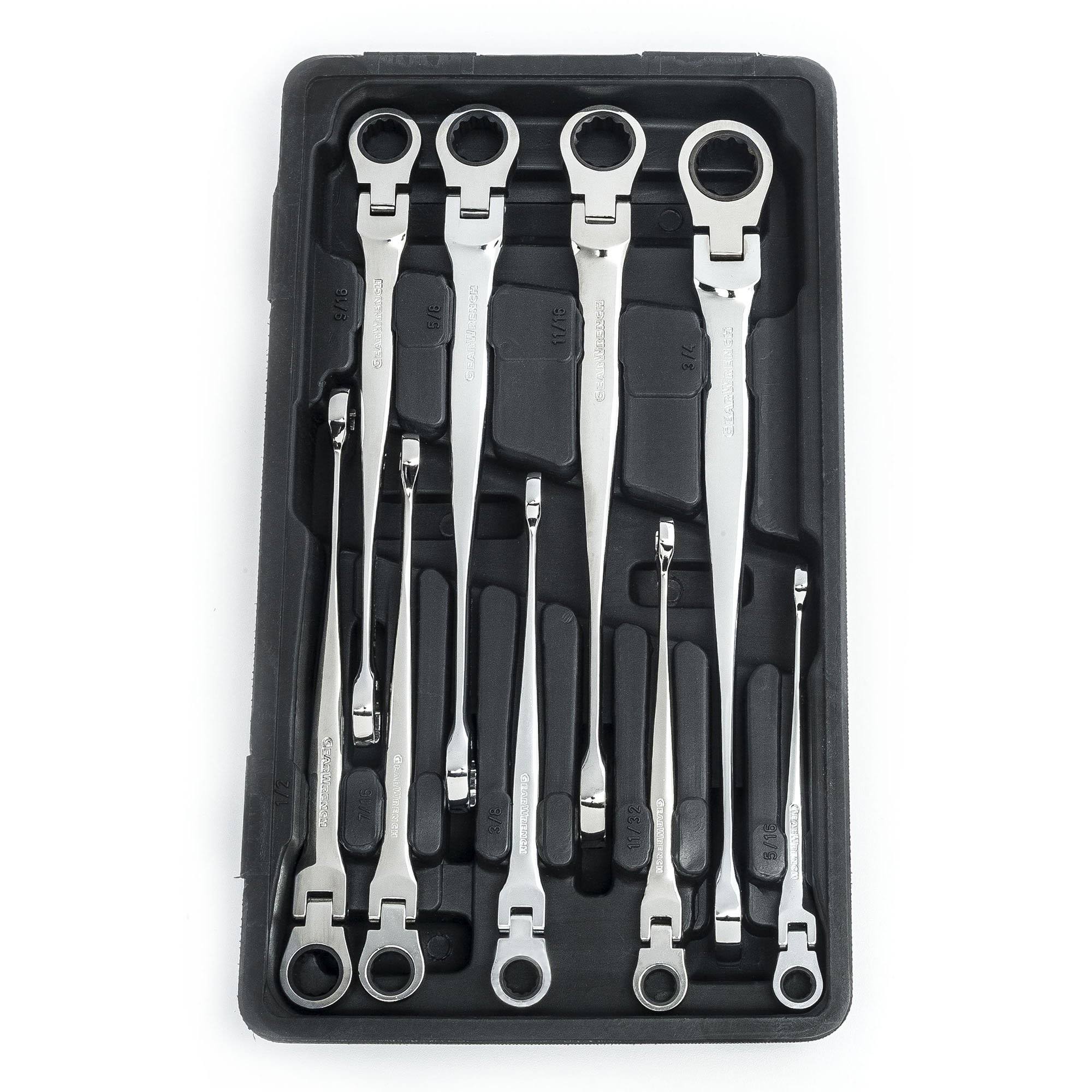 GearWrench 85298 9 Piece X-Beam SAE Flex Combination Ratcheting Wrench Set K744