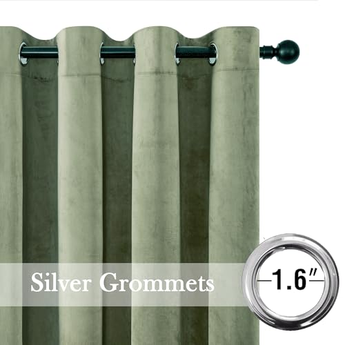 Timeper Taupe Velvet Curtains 96 inches Grommet Blackout Panels 2 Pack J2479