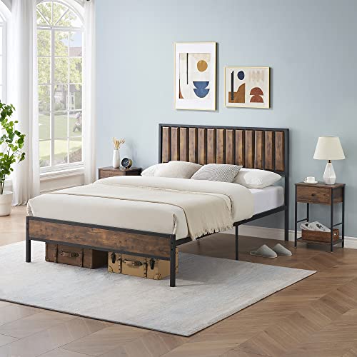 Queen Metal Platform Bed Frame with Headboard D18806