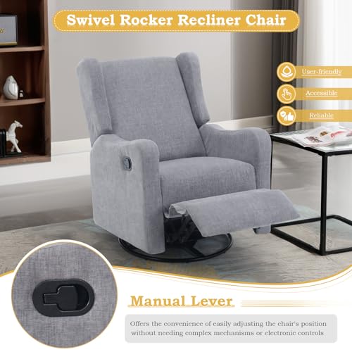 Upholstered Swivel Rocking Recliner Chair for Living Room P944