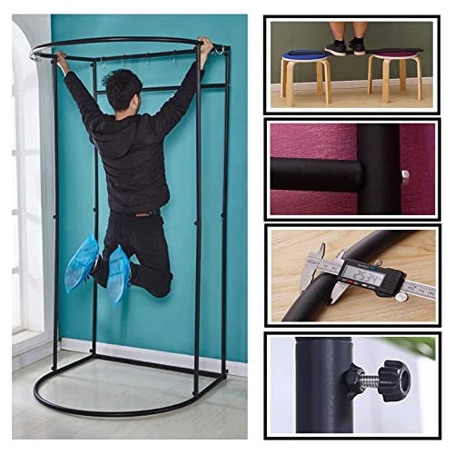 Portable Fitting Room with Shading Curtain, Black Frame, Easy to Install U215