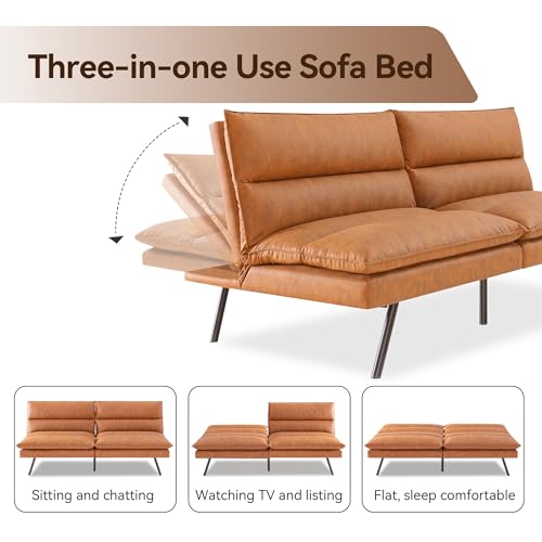 Memory Foam Futon Sofa Bed Armless Sleeper Loveseat Convertible Couch, Dark Black R24533