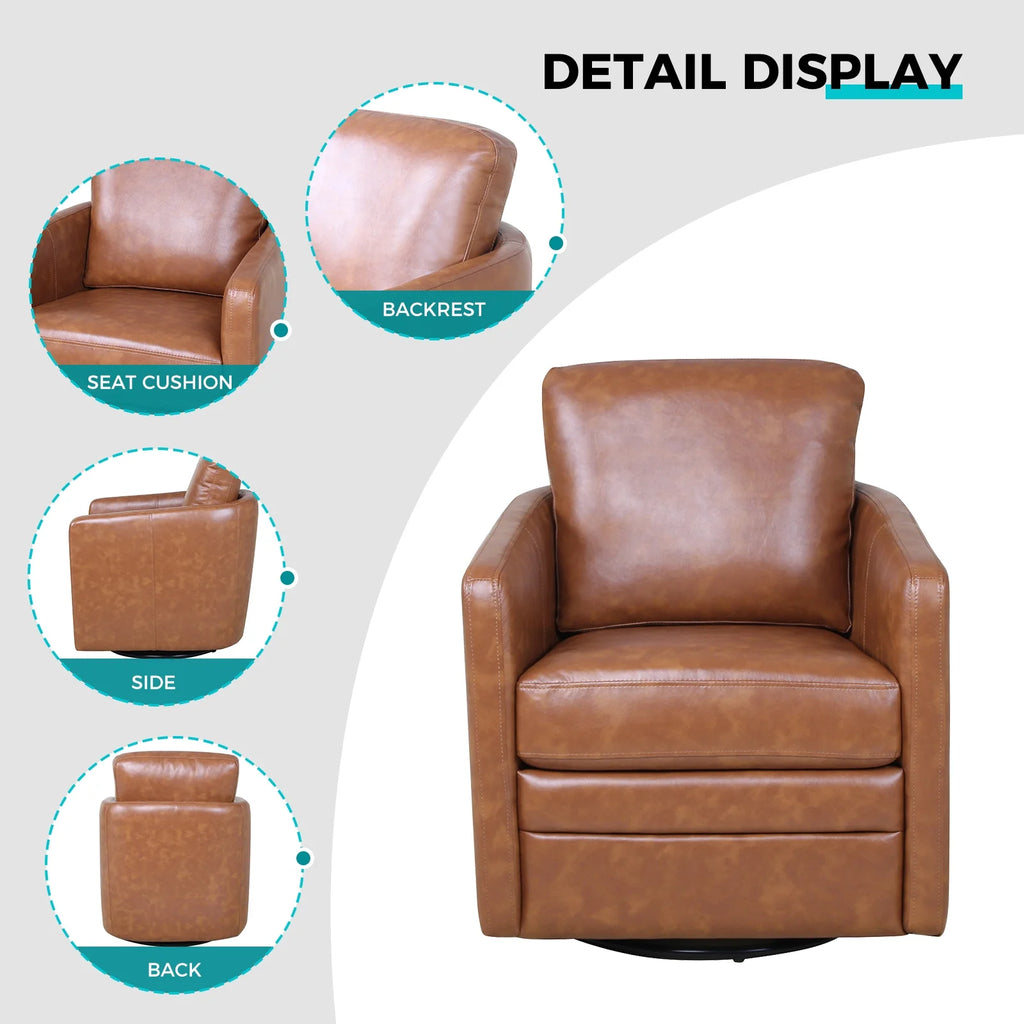ARTFUL LIVING DESIGN Faux Leather Swivel Accent Chair with Arms Y74991