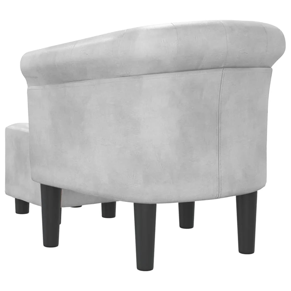 Silver Faux Leather Tub Chair with Footstool X9821