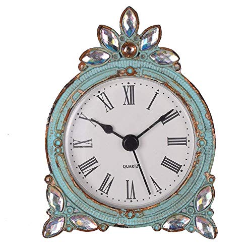 NIKKY HOME Small Table Clock with Faux Pearls Battery Operated for Living Room Decor Desk Shelf 3'', White