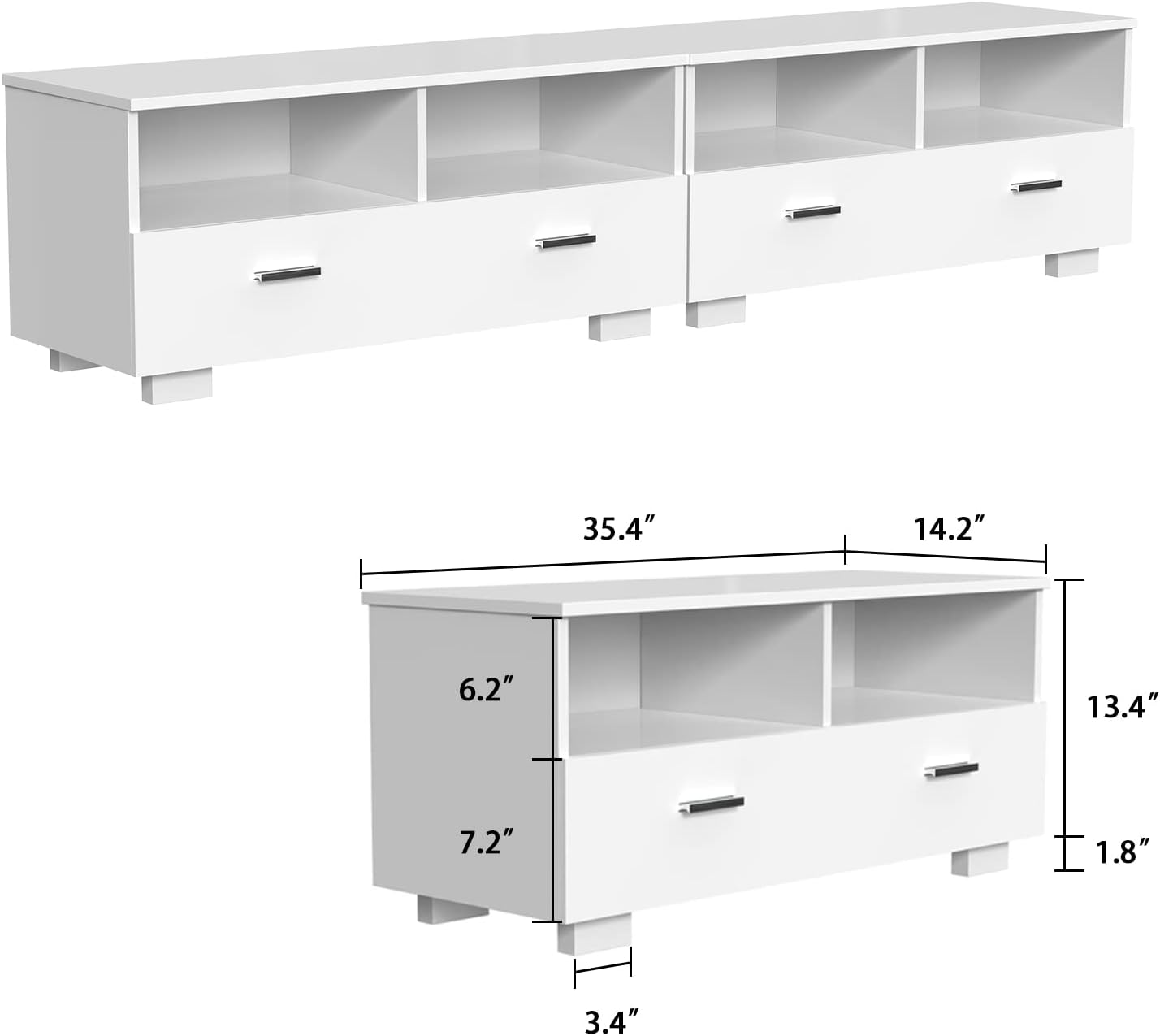 4 EVER WINNER TV Stand for 75+ Inch TV with Storage, White Q7111