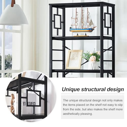 HOMISSUE Tall Bookshelf, Industrial 6-Tier, Black I763326