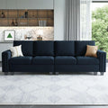 Belffin Velvet Modular 4 Seat Sofa Couch Sectional 4-seat Sofa Couch for Living Room Blue