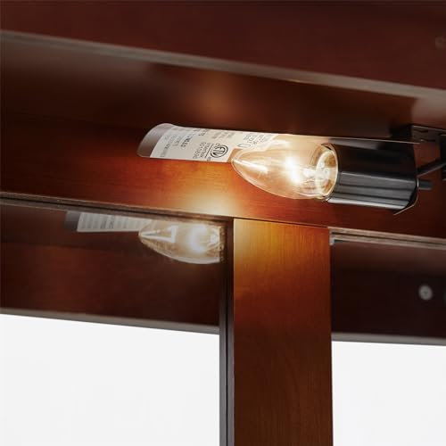 TRIPLE TREE Lighted Display Cabinet with Glass Doors, Oak I94774