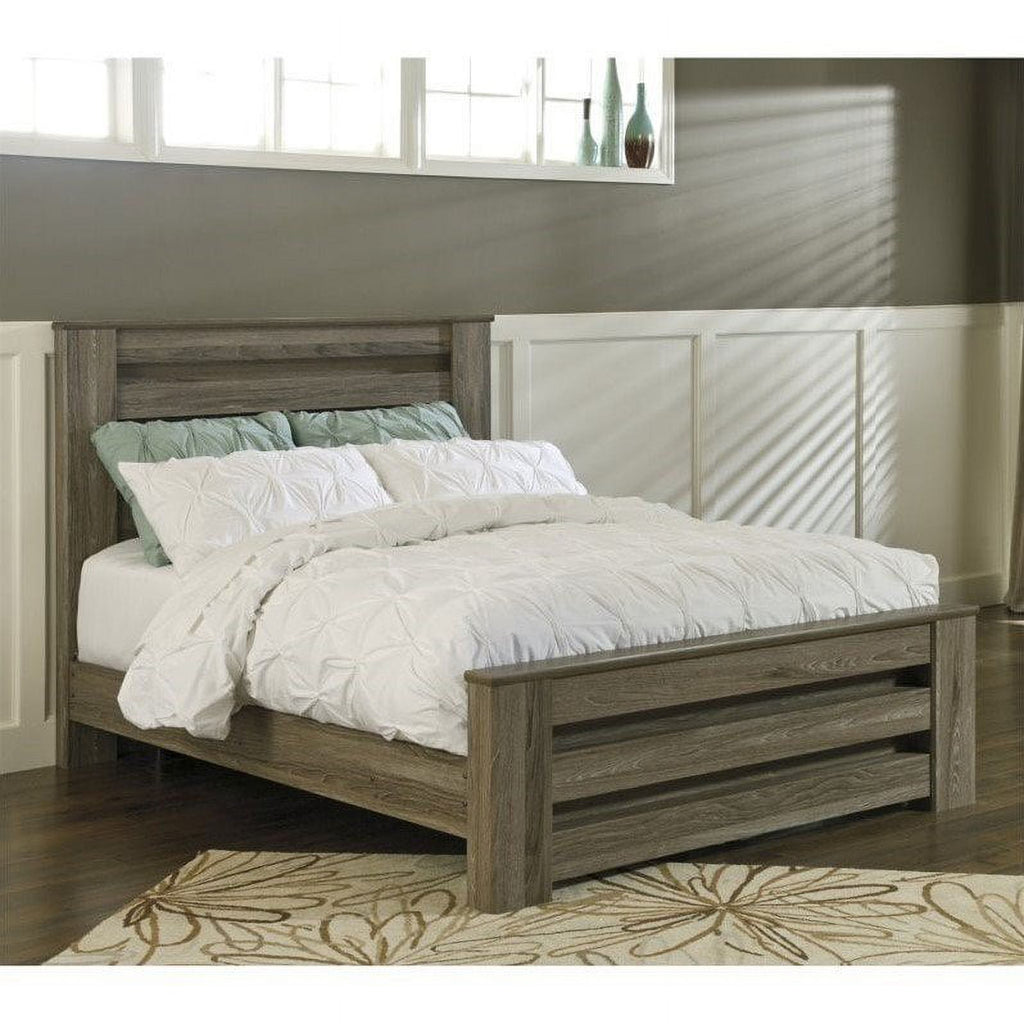 Ashley Furniture Zelen Wood Queen Rail Panel Bed Brown Q789