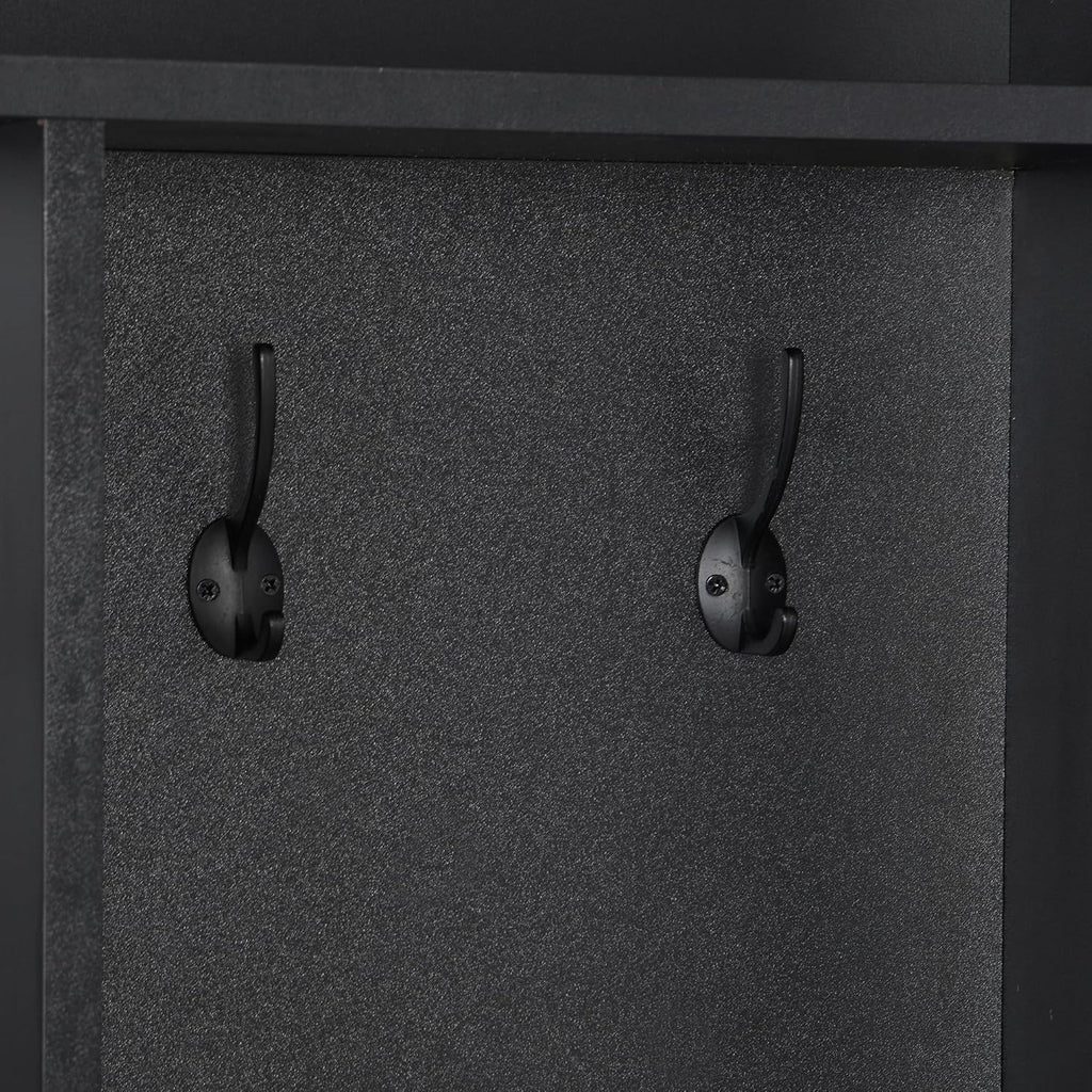 Hall Tree with Storage Bench and 8 Hooks, Black F639396