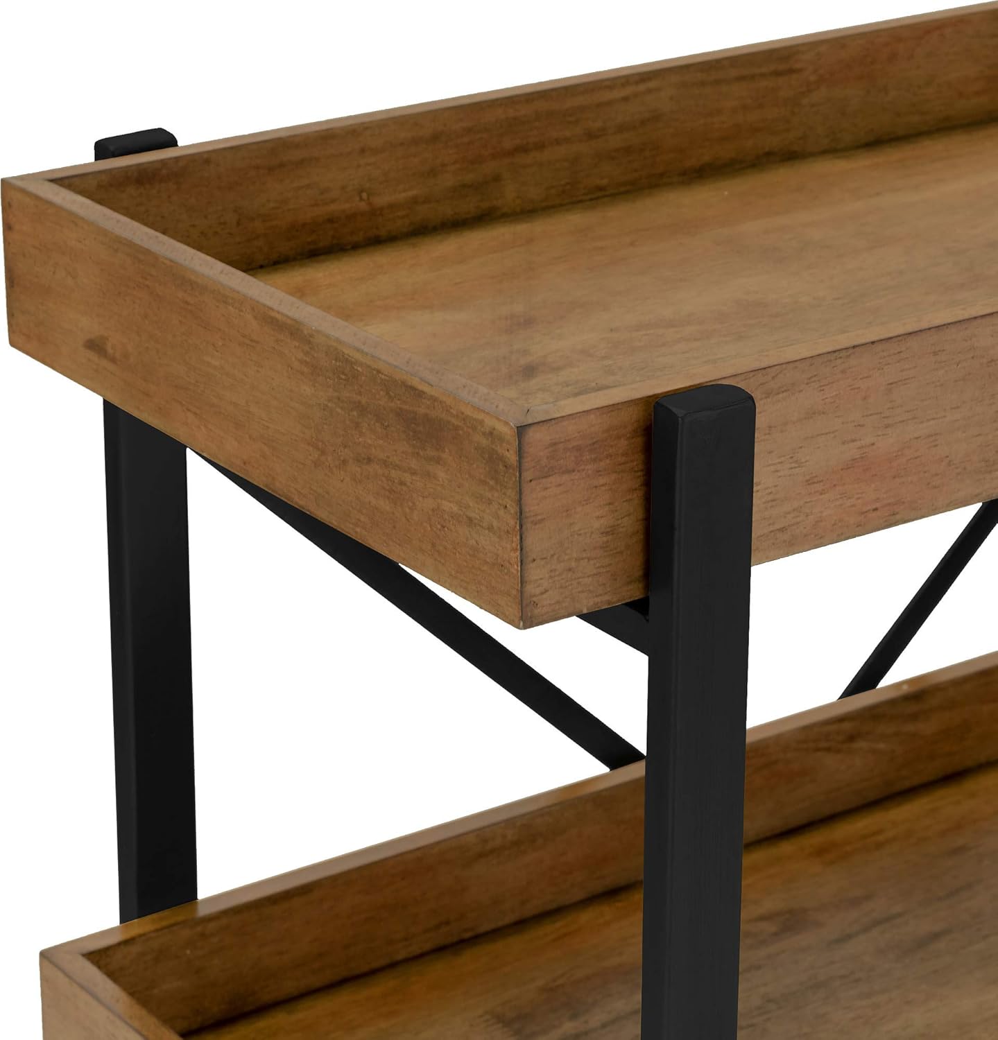 Riley Modern Rustic Rolling Bar Cart with Wheels, 32 Inch Height C277
