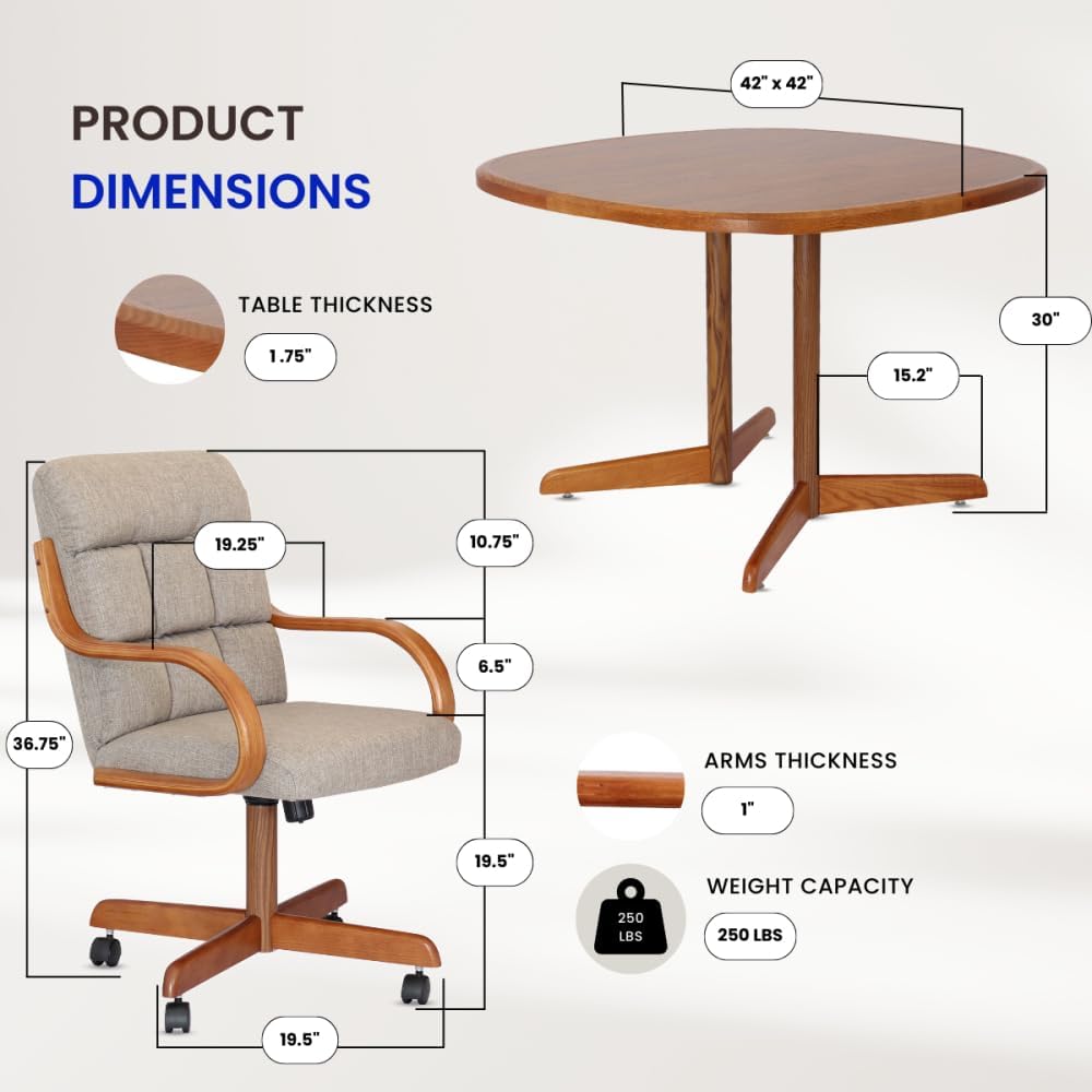 Caster Chair Company 5-Piece 42x42 Caster Dining Set with Laminate Table & Toast Chairs C531346