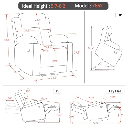 MCombo Large Dual Motor Power Lift Recliner Chair with Massage and Heat, Grey J2556