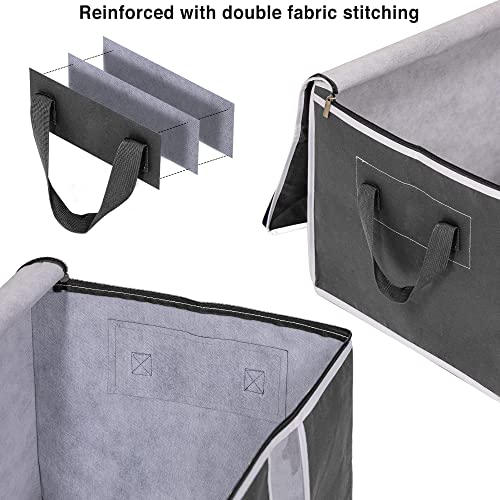 Clothes Storage Bag Organizer with Zippers, Clear Window, 3 Pack Grey K4051