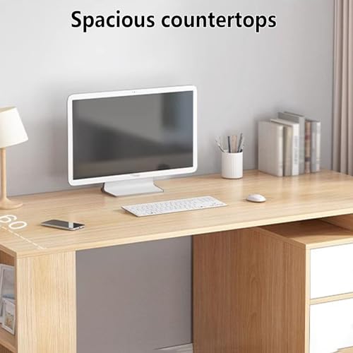 Double Desk with 3 Storage Drawers for Two People, Home Office Workstation Q729573