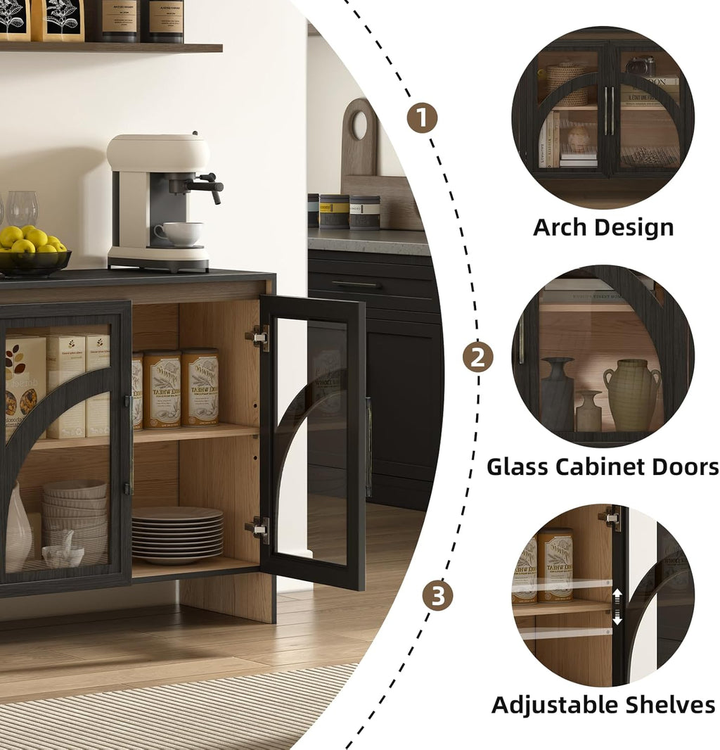 Modern Accent Cabinet with Glass Door and Adjustable Shelf, Black A831
