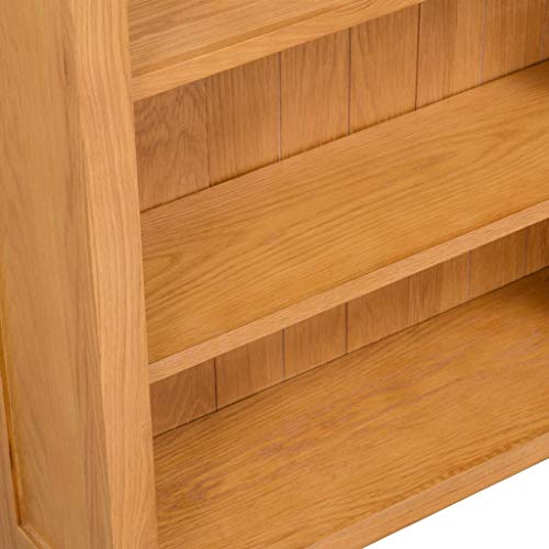 3-Tier Wooden Bookshelf with Storage Shelves, Solid Oak Wood Z918084