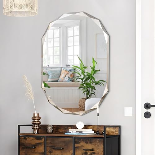 Frameless Bathroom Mirror 20x28 Beveled Edge Wall Mounted Z609795