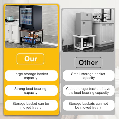 Mini Fridge Stand with Wheels, Removable Cart, Retro G37259