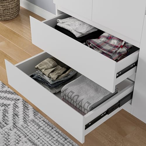 White Wardrobe Closet with Drawers and Doors M38375