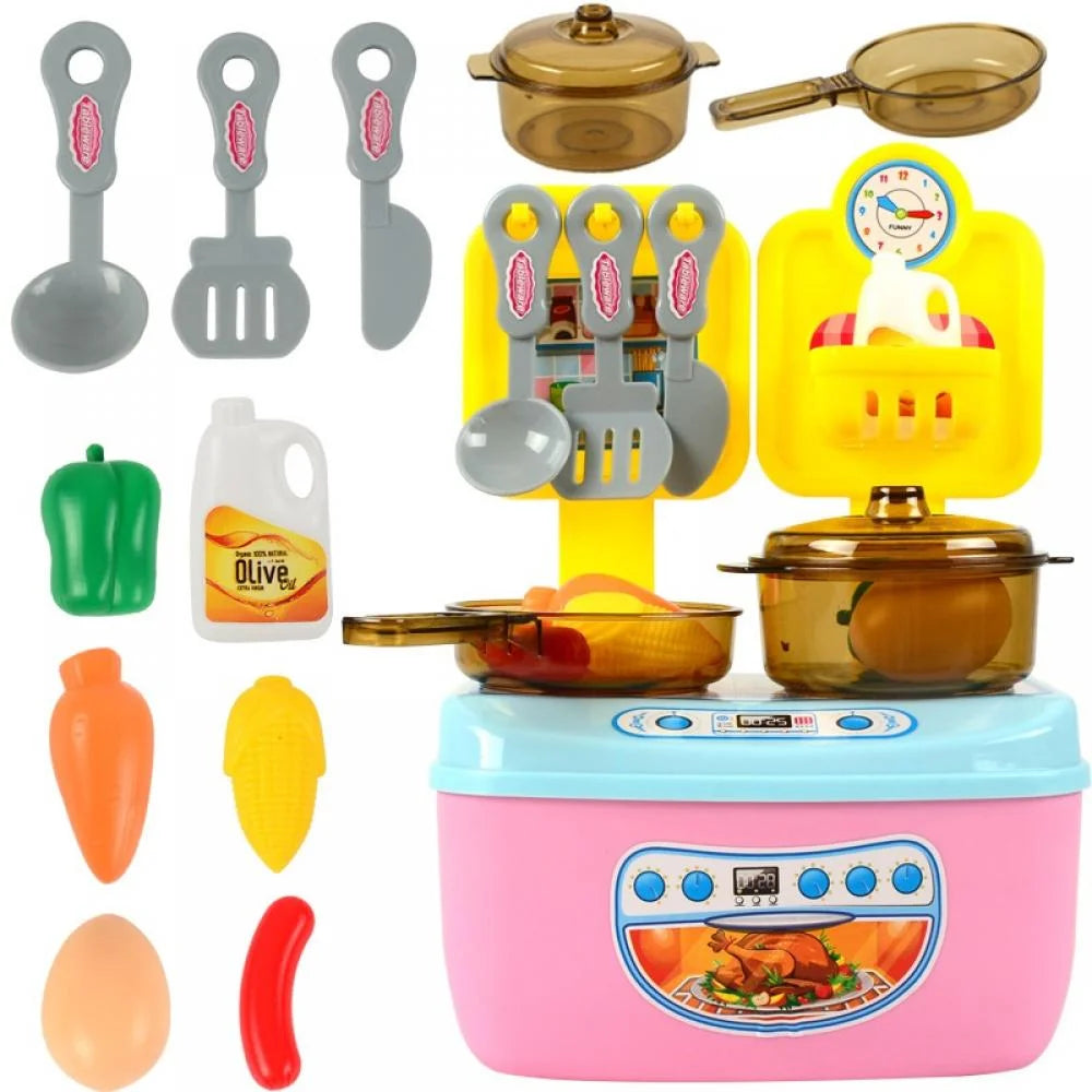 Kids Kitchen Pretend Play Cooking Set with Play Food and Utensils E2172