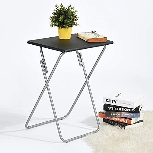 FurnitureR Folding Table with Wood Top Metal Frame, 14.1 x 18.9 x 26 in N38235
